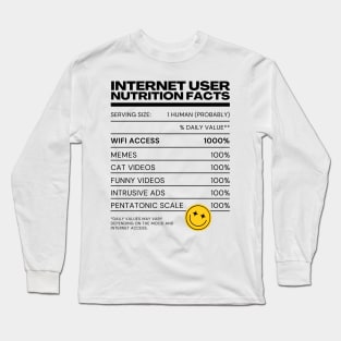 Internet User Nutrition Facts - White - Internet Explorer Funny Memes Cat Videos Long Sleeve T-Shirt